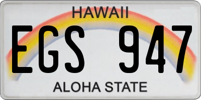 HI license plate EGS947