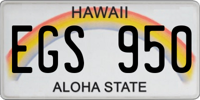 HI license plate EGS950