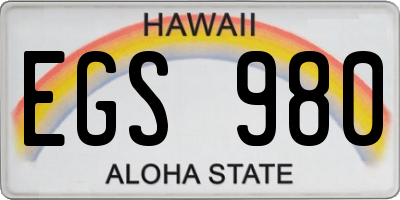 HI license plate EGS980