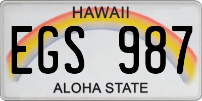 HI license plate EGS987