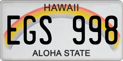 HI license plate EGS998