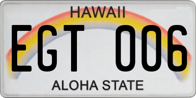 HI license plate EGT006