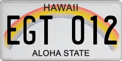 HI license plate EGT012