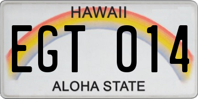 HI license plate EGT014