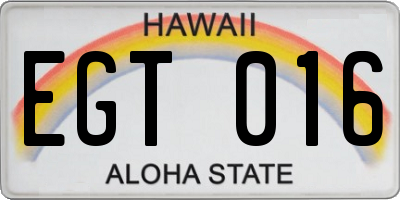 HI license plate EGT016