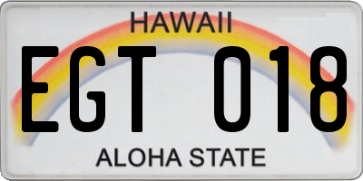 HI license plate EGT018