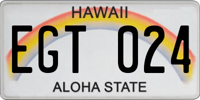 HI license plate EGT024