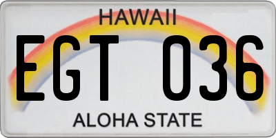 HI license plate EGT036