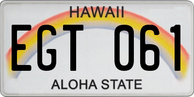 HI license plate EGT061