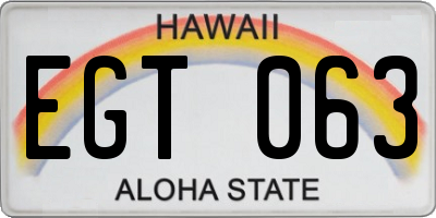 HI license plate EGT063