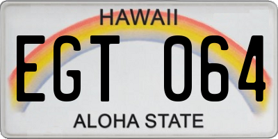 HI license plate EGT064