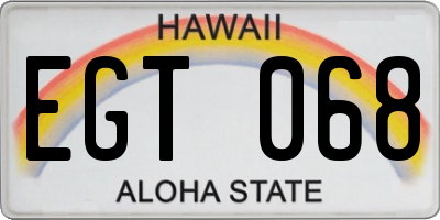 HI license plate EGT068