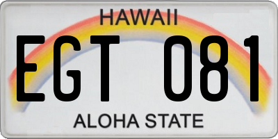 HI license plate EGT081