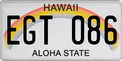 HI license plate EGT086