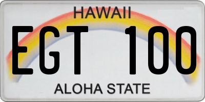 HI license plate EGT100