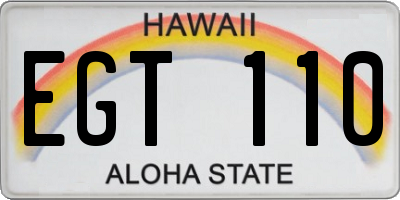 HI license plate EGT110