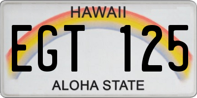 HI license plate EGT125