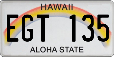 HI license plate EGT135