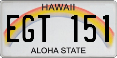 HI license plate EGT151