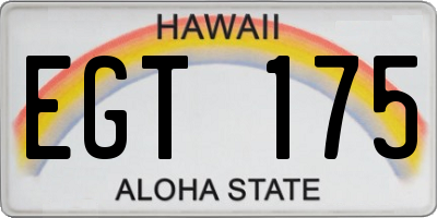 HI license plate EGT175