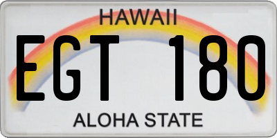 HI license plate EGT180