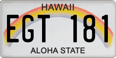 HI license plate EGT181
