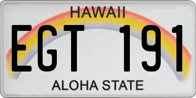 HI license plate EGT191