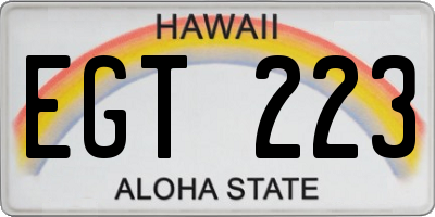 HI license plate EGT223
