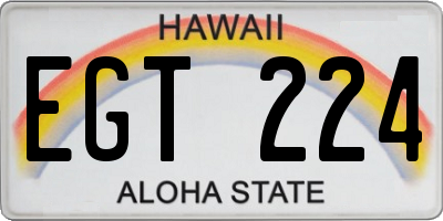 HI license plate EGT224