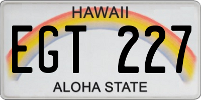 HI license plate EGT227