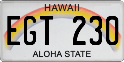 HI license plate EGT230
