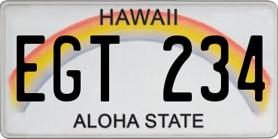 HI license plate EGT234