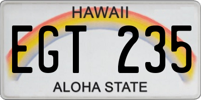 HI license plate EGT235