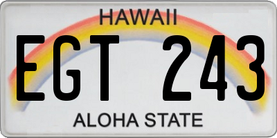 HI license plate EGT243
