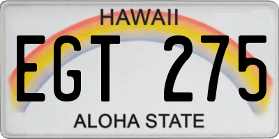 HI license plate EGT275
