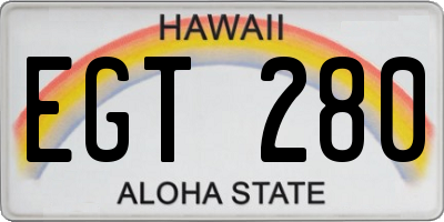 HI license plate EGT280