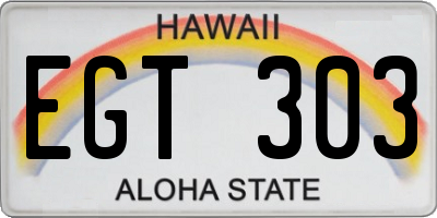 HI license plate EGT303