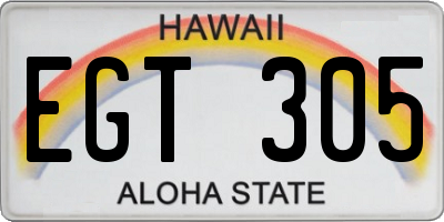 HI license plate EGT305