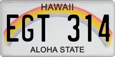HI license plate EGT314
