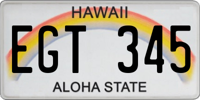 HI license plate EGT345