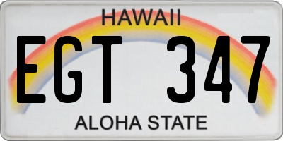 HI license plate EGT347