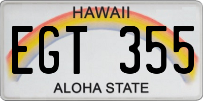 HI license plate EGT355