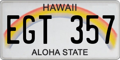 HI license plate EGT357