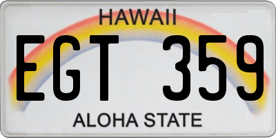 HI license plate EGT359