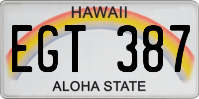HI license plate EGT387