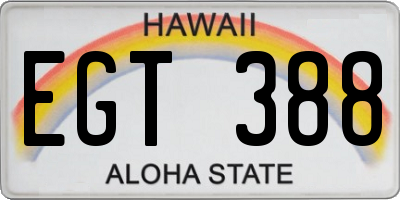 HI license plate EGT388