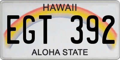 HI license plate EGT392