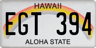 HI license plate EGT394