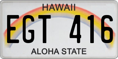 HI license plate EGT416