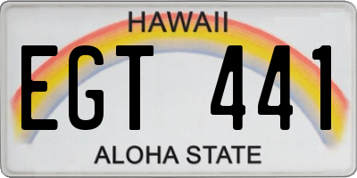 HI license plate EGT441